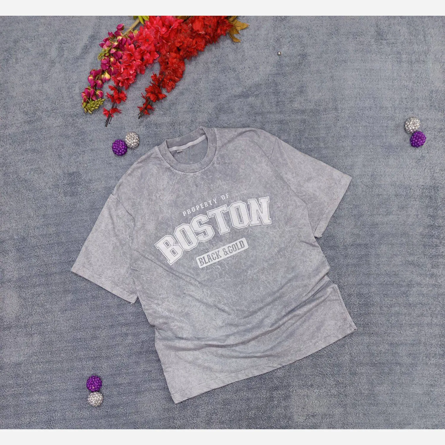 تیشرت سنگشور گرم بالا BOSTON مدل قواره دار سایز بزرگ