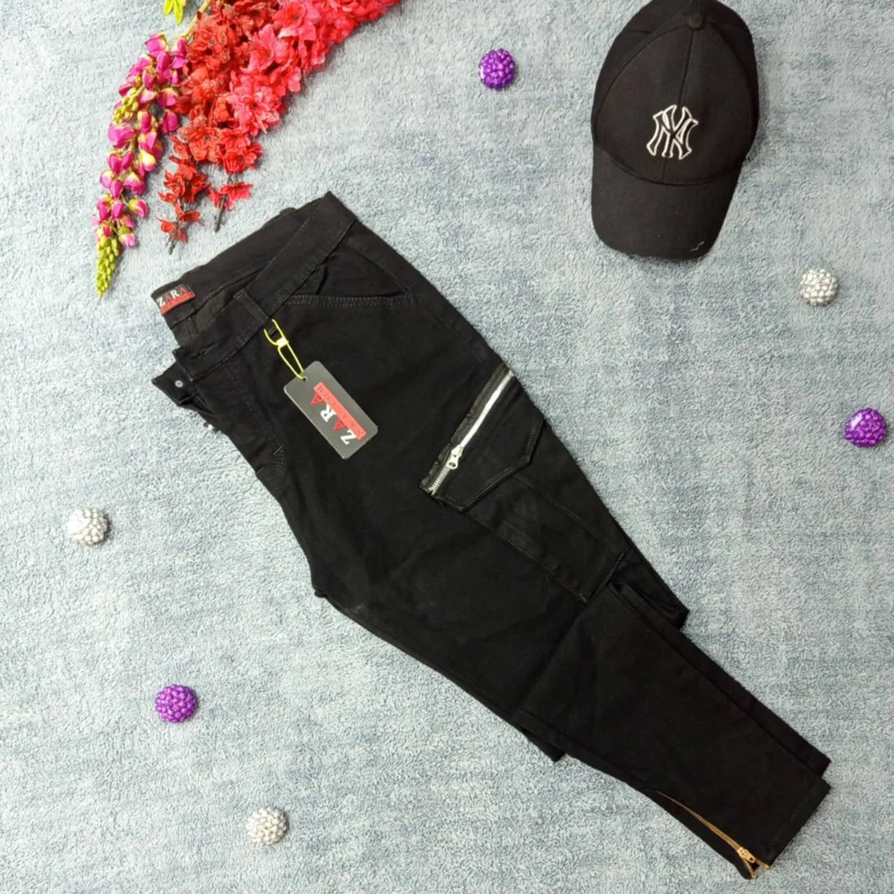 شلوار کتان کش 6 جیب دمپا زیپ برند زارا مدل شاهین