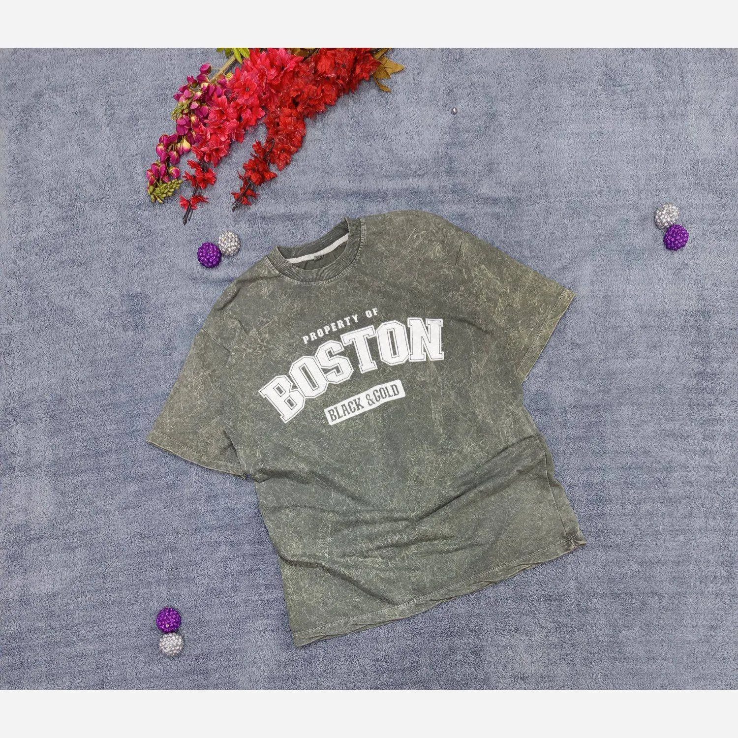 تیشرت سنگشور گرم بالا BOSTON مدل قواره دار سایز بزرگ
