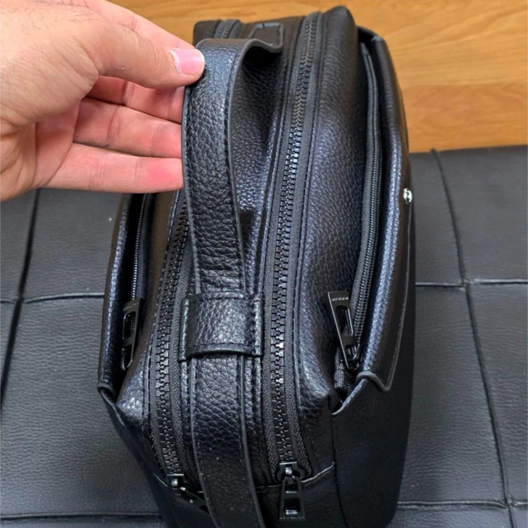 کیف دستی مردانه مونت بلانک چرم دوحالته چهار زیپ مدل دبل فیس
