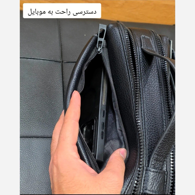 کیف دستی مردانه مونت بلانک چرم دوحالته چهار زیپ مدل دبل فیس