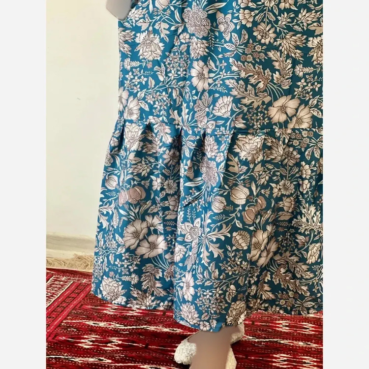 ساحلی گلدار خنک و تابستانه جنس فلور بوگاتی فری سایز