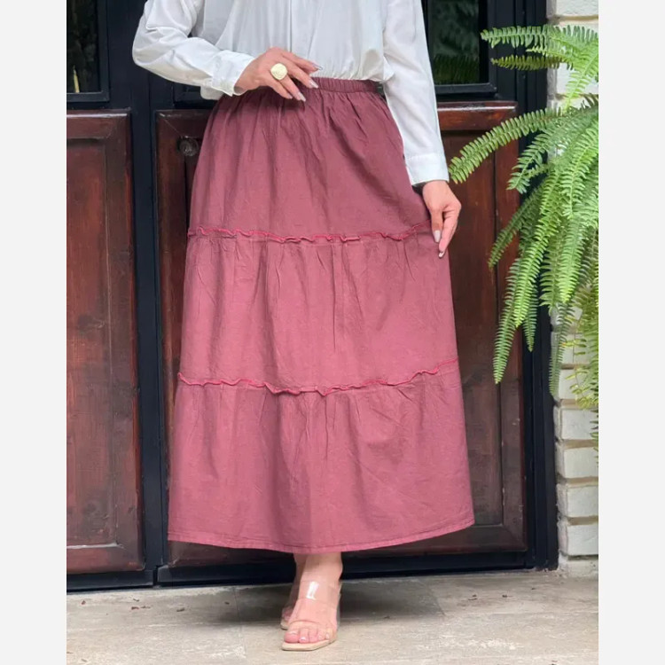 دامن الیاف طبقه ای زنانه فری سایز قد 100 سانت