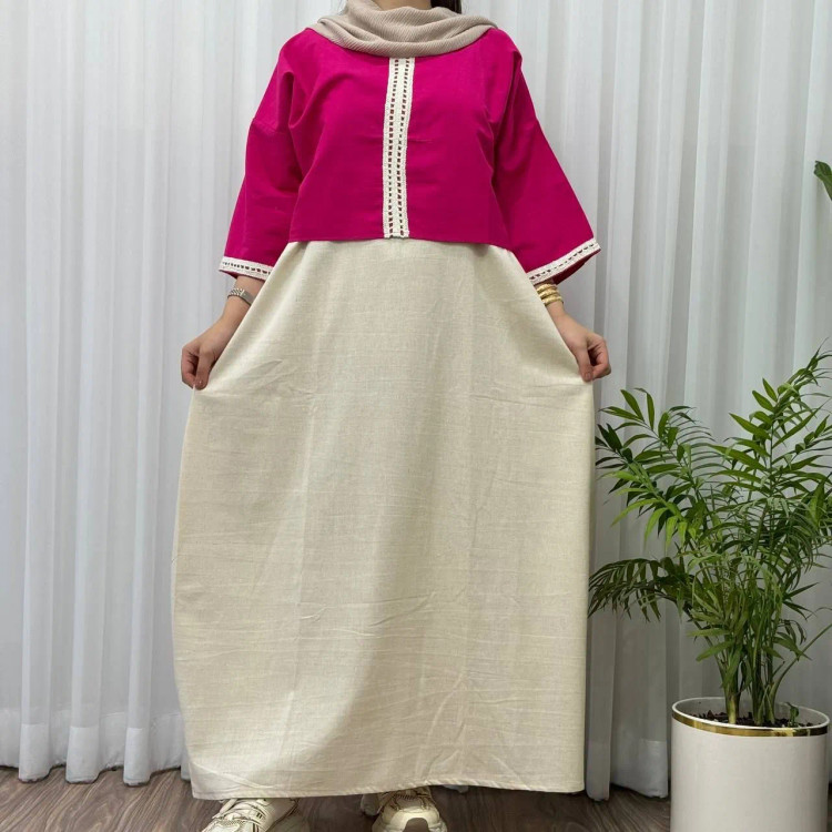 ست سارافون شومیز لینن زنانه مناسب سایز 38 تا 46 هفت رنگ تابستانه