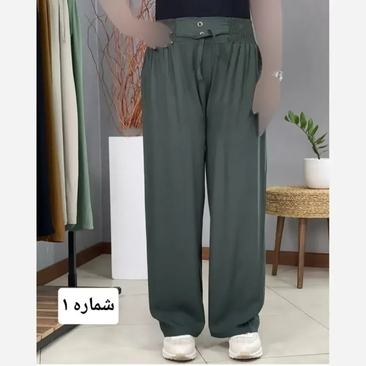 شلوار بگ نخی زنانه مدل صوفیا ماسوله قد 100 فری سایز