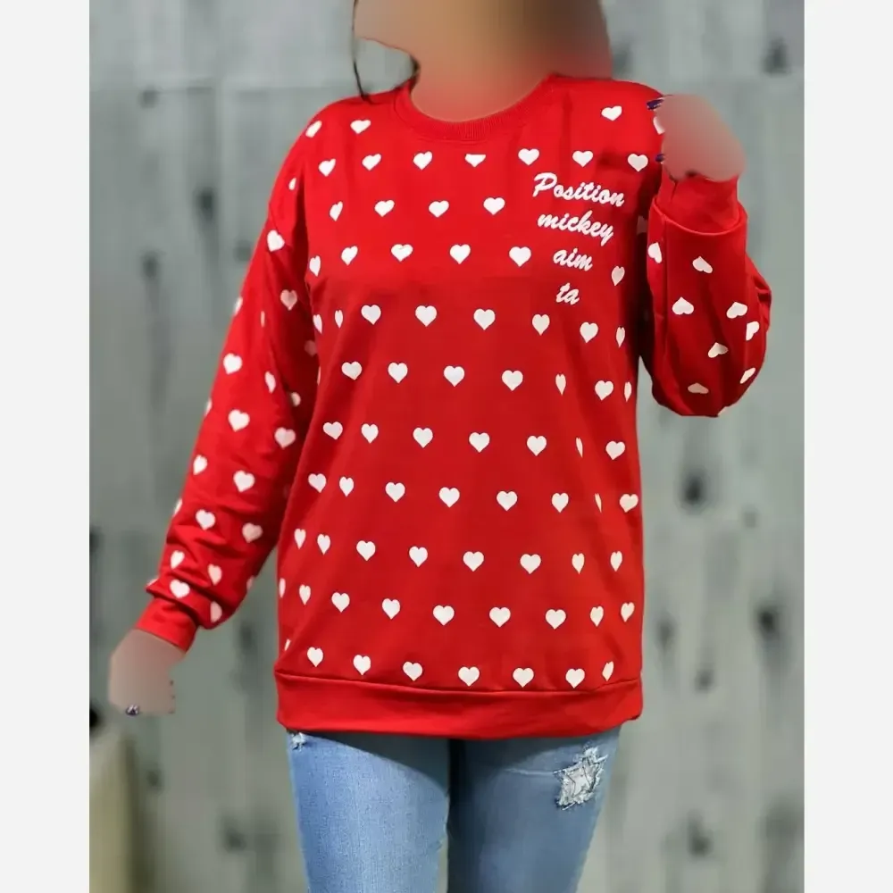 بلوز زنانه دورس طرح قلبی سایز بزرگ
