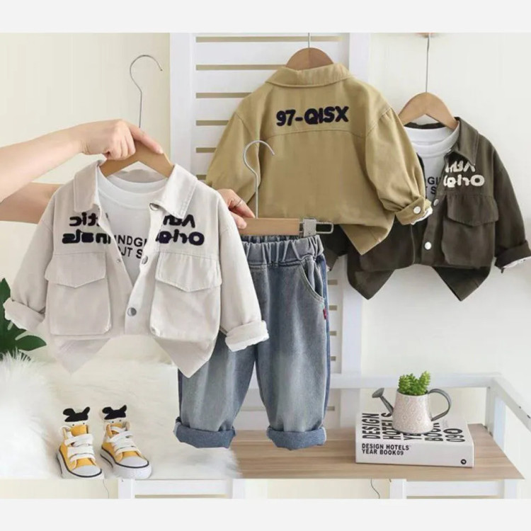 ست سه تکه کت و شلوار و بلوز پسرانه وارداتی مناسب 1 تا 5 سال