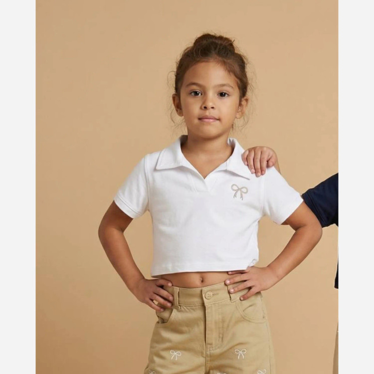ست کراپ و شلوار واید لگ دخترانه طرح پاپیون