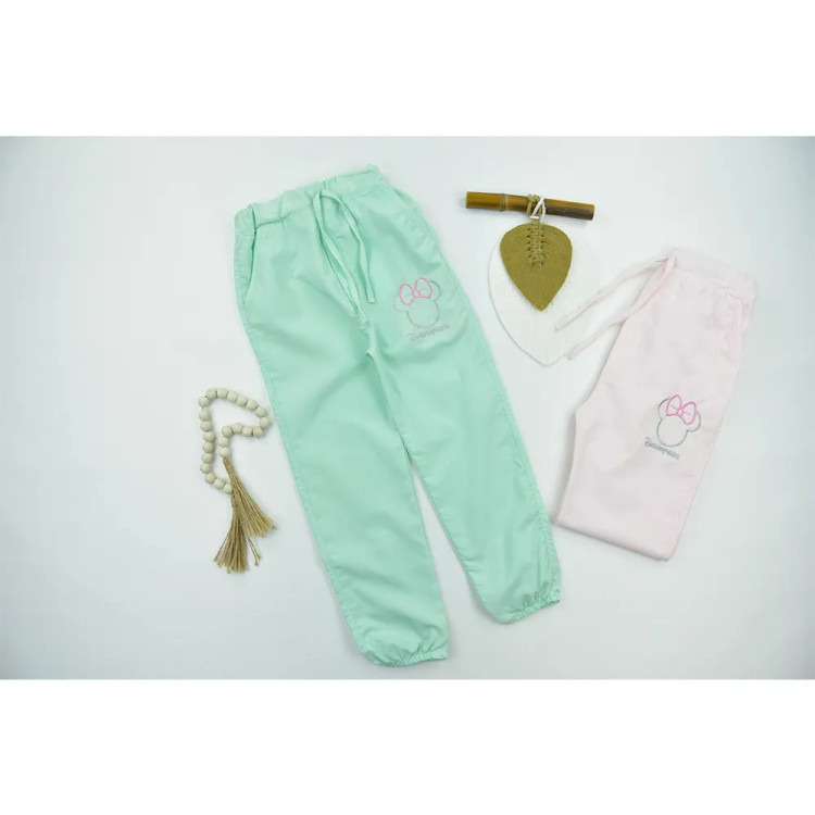 شلوار دخترانه مینی موس پارچه بنگال کاغذی سایز 5 تا 11 سال