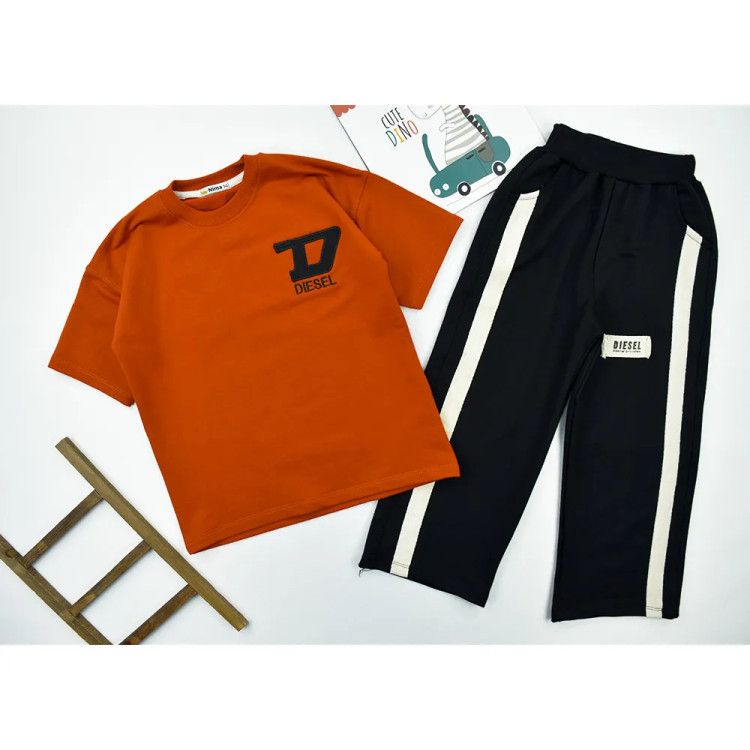ست تیشرت و شلوار بگ پسرانه طرح DIESEL جنس پنبه