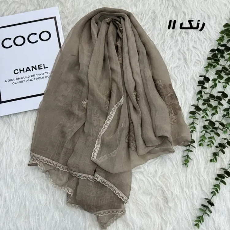 شال وارداتی مجلسی نگینی حریر دانتل