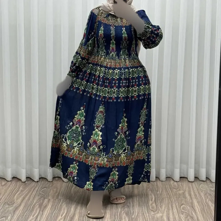 پیراهن ساحلی زنانه کریشه سرمهای فری سایز تا 52 بنددار چهارفصل شیک و راحت بدون سایه اندازی