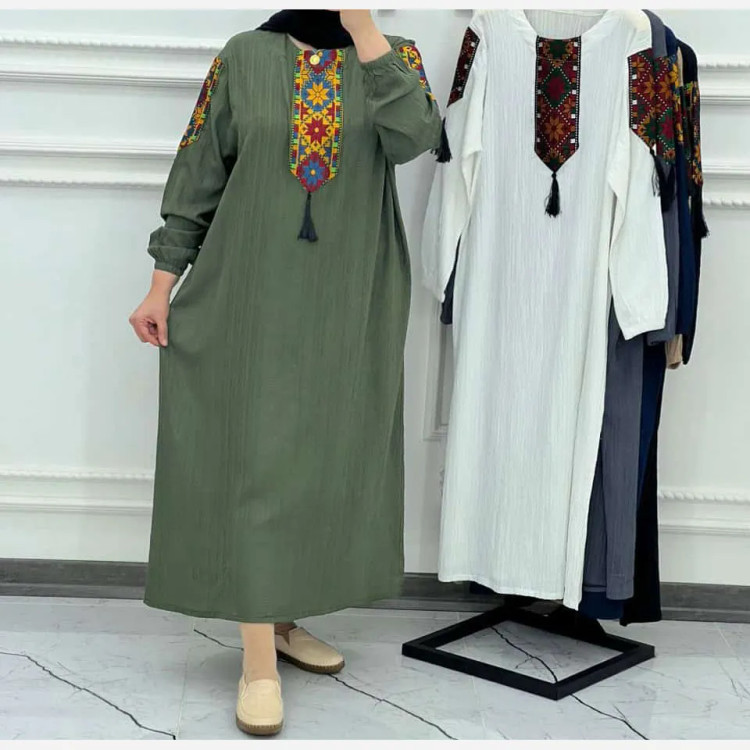 پیراهن زنانه کراش کتیبه ای فری سایز مناسب تا سایز 50