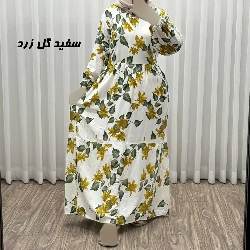 پیراهن ساحلی زنانه نخی مدل پامچال فری سایز