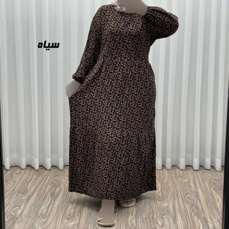 پیراهن ساحلی زنانه نخی گلریز فری سایز مناسب تا سایز 46 با کمربند