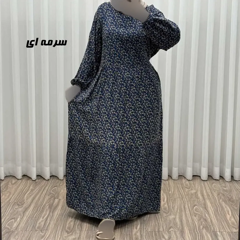 پیراهن ساحلی زنانه نخی گلریز فری سایز مناسب تا سایز 46 با کمربند