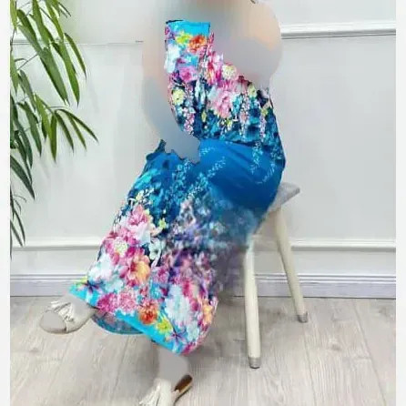 سارافون نخی بلند زنانه طرح گلدار فری سایز مناسب تا سایز 52